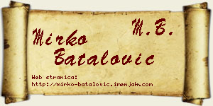 Mirko Batalović vizit kartica